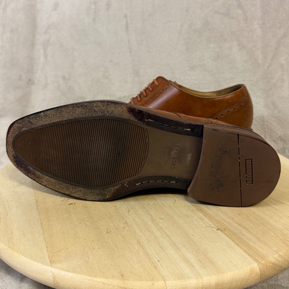 Cole Haan Grand.OS Mens 8 W British Tan Leather Wingtip Oxford C12845 - Picture 11 of 16